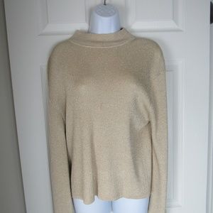 August Silk Sweater Tan turtleneck size XL